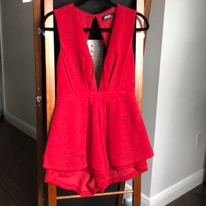 Red backless Lulu romper